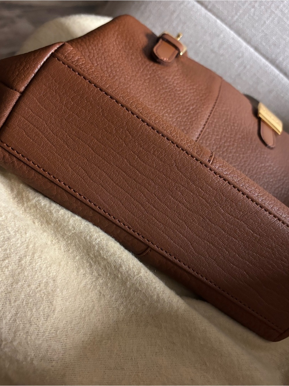 Compact vintage Burberrys Brown Leather Top-Handle bag with Gold Hardware - Picture 10 of 15